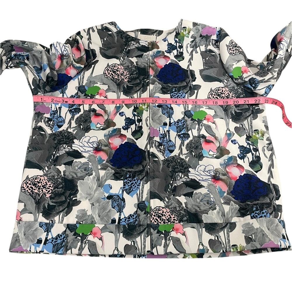 COS Jersey Knit Full Zip Bomber Jacket Floral Multi Women's Sz 14 Modern Career - Picture 11 of 13